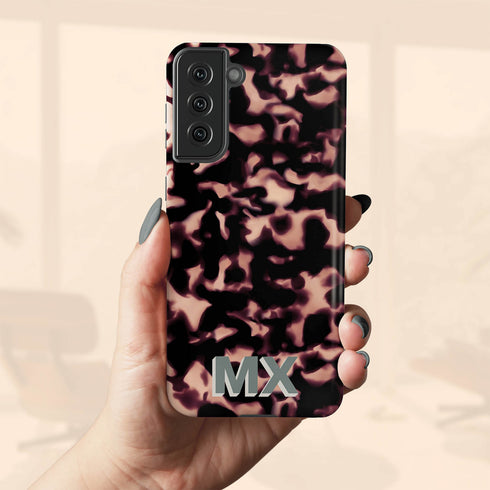 3D Custom Initials Dark Tort Galaxy Case - Centered